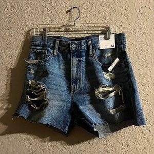 Ladies Aero High Rise Distressed Shorts